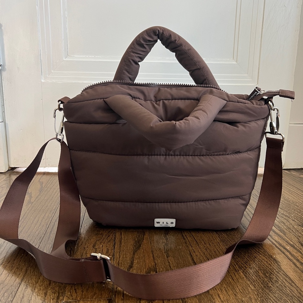Brown Quilted Handbag with Strap